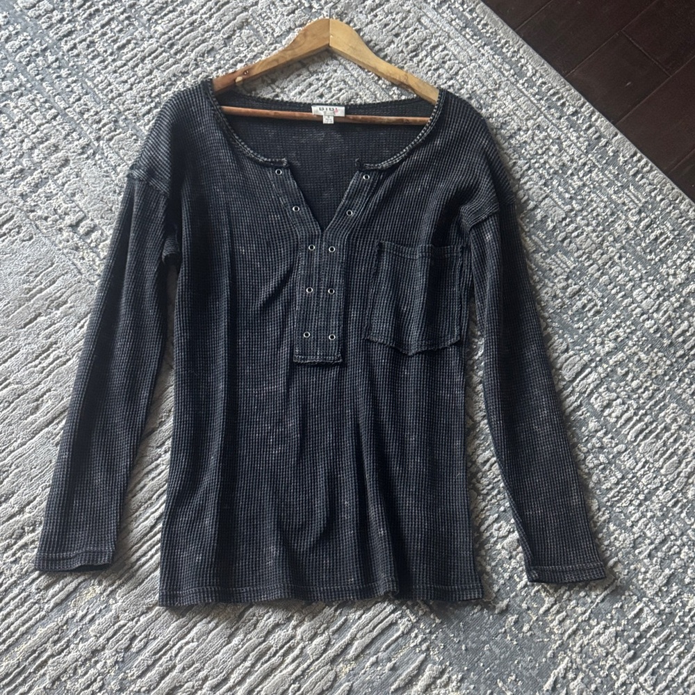 BiBi Stylish Black Long Sleeve Top - Size S